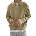 thumbnail image 1 of Annhoo Mans Knit Shirts Solid Color Quarter Zipper Collared Long Sleeve Tops Pullover Loose Warm Trendy Comfy Soft Sweater, 1 of 6