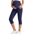 thumbnail image 1 of Annhoo Maternity Capri Pants Full Over Belly Elastic Waist Side Pockets Slim Soft Casual Yoga Pregnancy Capris, 1 of 7