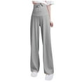 thumbnail image 1 of Annhoo Maternity Women's Trousers Ribbed Knit Tie Front Wide Leg Over The Belly Comfy Solid Color Prengnant Pants, 1 of 3