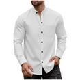 thumbnail image 1 of Annhoo Men's Button Dowm Cardigan Shirt Long Sleeve Stand Collar Comfy Knit T-Shirts with Pocket Casual Solid Color Blouses, 1 of 7