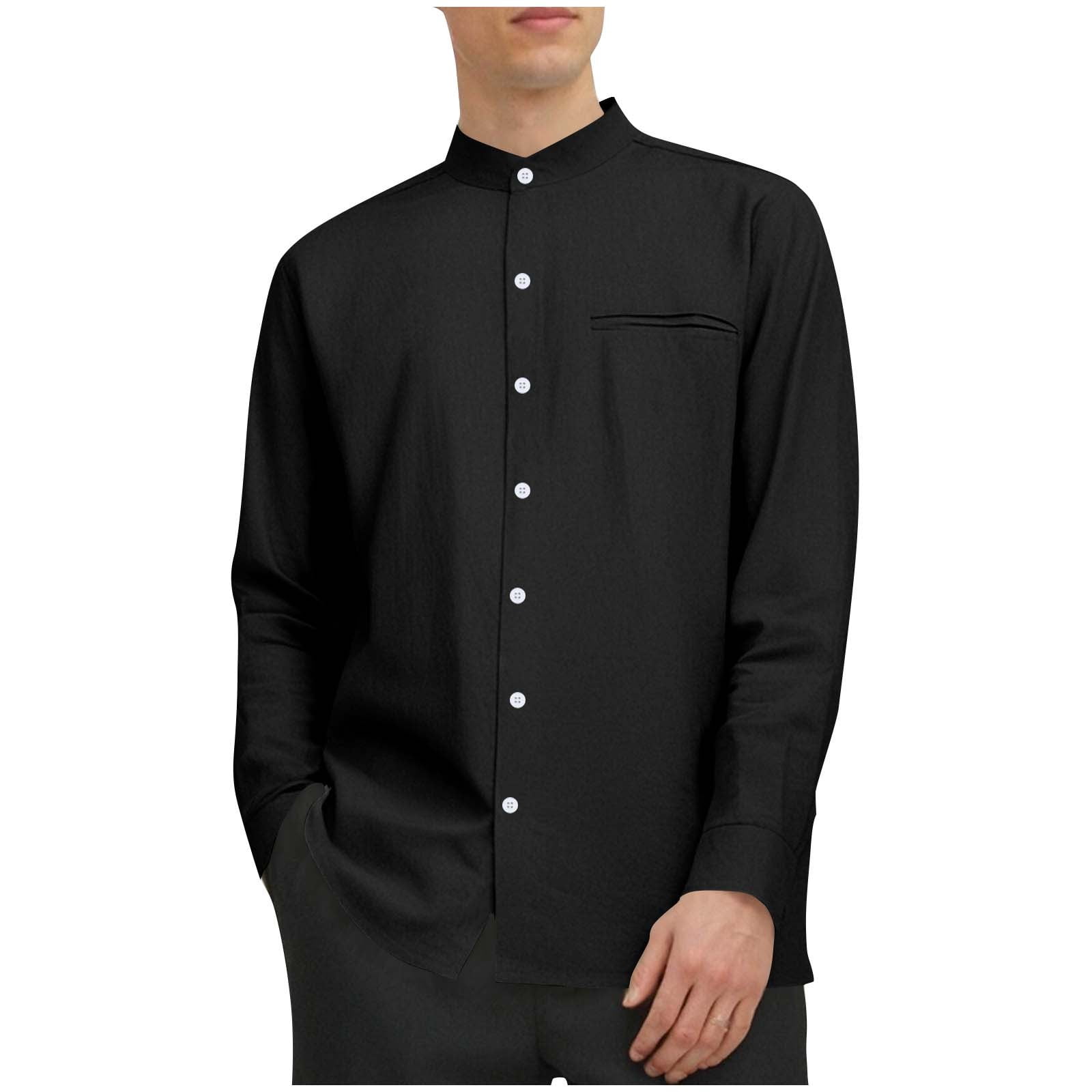 Simple Solid Stand Collar Long Sleeve T-Shirt