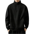 thumbnail image 1 of Annhoo Men's Plus Size Sweatshirt Quarter Zip High Neck Shirts with Pocket Solid Color Casual Long Sleeve Warm Blouse, 1 of 5