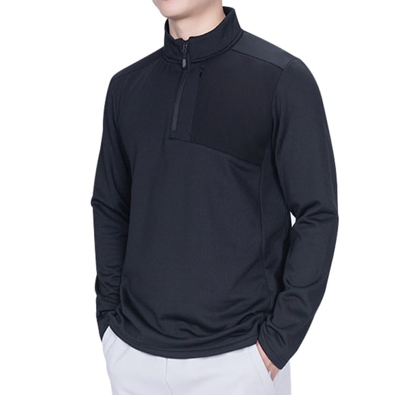 Annhoo Mens Casual Tops Stand Collar Quarter Zip Comfy Long Sleeve Shirts Trendy Sports Pullover Fall Daily Oversized Blouses