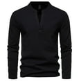thumbnail image 1 of Annhoo Mens Cotton T-Shirts V Neck Long Sleeve Solid Color Pullover Trendy Stylish Casual Blouses Soft Comfy Daily Tops, 1 of 4