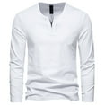 thumbnail image 1 of Annhoo Mens Cotton T-Shirts V Neck Long Sleeve Solid Color Pullover Trendy Stylish Casual Blouses Soft Comfy Daily Tops, 1 of 4