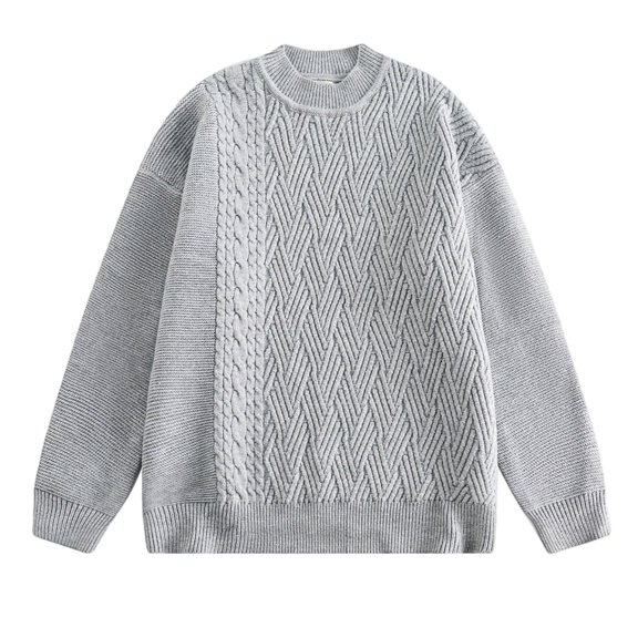 Annhoo Mens Fall Sweatshirts Long Sleeve Loose Knit Textured Shirts Crew Neck Basic Casual Winter Pullover Sweater