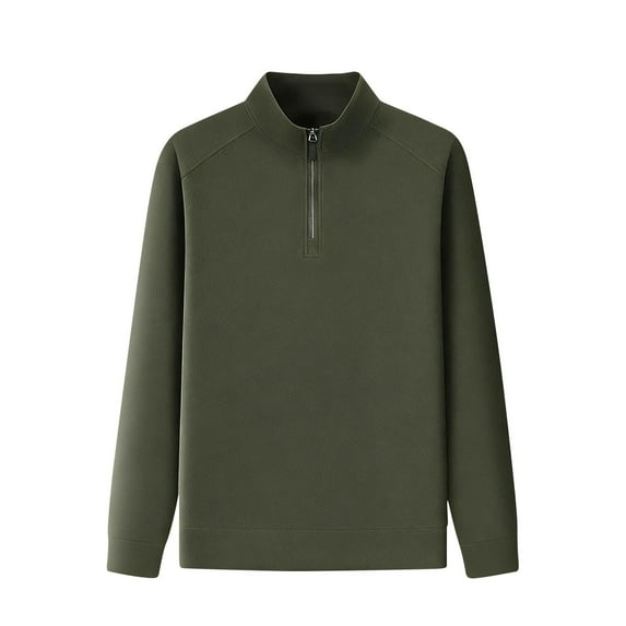 Annhoo Mens Fleece Tops Long Sleeve Half Neck with Quarter Zip Solid Color Comfortable Clothes Winter Warm Shirts