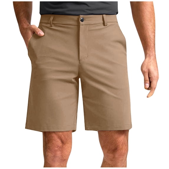 Annhoo Mens Golf Dress Shorts Lightweight Solid Color Button Business Short Pants with Pockets Comfortable Clothes