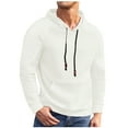 thumbnail image 1 of Annhoo Mens Hoodies Casual Long Sleeve Drawstring Basic Fall Pullover Plaid Knit Comfy Hooded Sweatshirt with Pocket, 1 of 7
