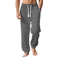 thumbnail image 1 of Annhoo Mens Knit Pants Casual Drawstring Sports Pockets Elastic Waist Pants Loose Trendy Solid Color Outdoor Trouser, 1 of 9