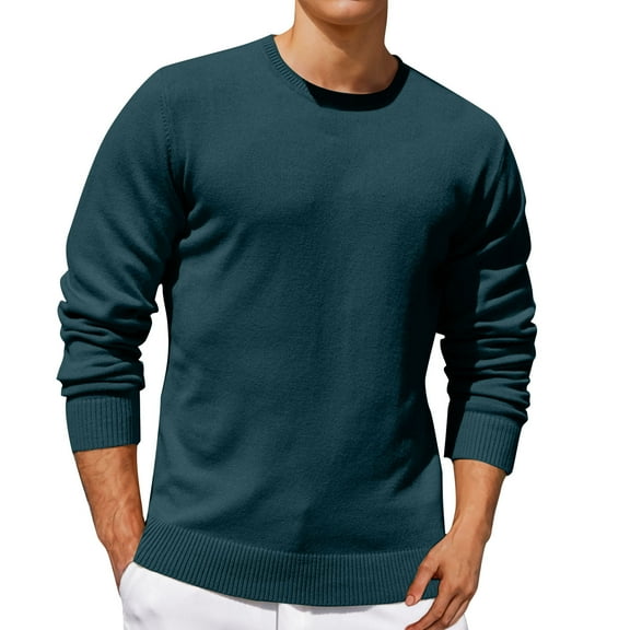 Annhoo Mens Knit Sweater Crew Neck Long Sleeve Casual Pullover Warm Comfy Solid Color Daily Fall Winter Tops Sweatshirts