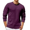 thumbnail image 1 of Annhoo Mens Knit Sweater Crew Neck Long Sleeve Casual Pullover Warm Comfy Solid Color Daily Fall Winter Tops Sweatshirts, 1 of 5