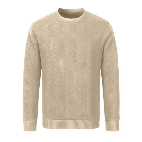 Annhoo Mens Knit Sweater Textured Crew Neck Long Sleeve Loose Shirts Comfy Trendy Outdoor Daily Casual Pullover