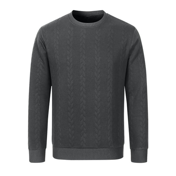 Annhoo Mens Knit Sweater Textured Crew Neck Long Sleeve Loose Shirts Comfy Trendy Outdoor Daily Casual Pullover