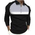 thumbnail image 1 of Annhoo Mens Quarter Zip T-Shirts Color Block Collared Trendy Tops Long Sleeve Casual Business Workout Slim Fall Pullover, 1 of 5