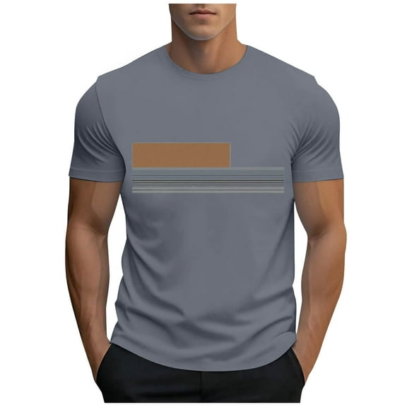 Annhoo Mens Short Sleeve T-Shirts 2025 Summer Crew Neck Printed Blouses Trendy Loose Casual Solid Basic Tunics