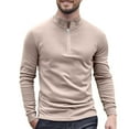 thumbnail image 1 of Annhoo Mens Slim Shirts Casual Mock Neck with Quarter Zip Pullover Plain Long Sleeve Tops Fall Winter Warm Clothes, 1 of 5