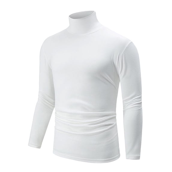 Annhoo Mens Spring Shirts Turtleneck Solid Color Slim Basic Long Sleeve Tops Casual Dressy Clothes