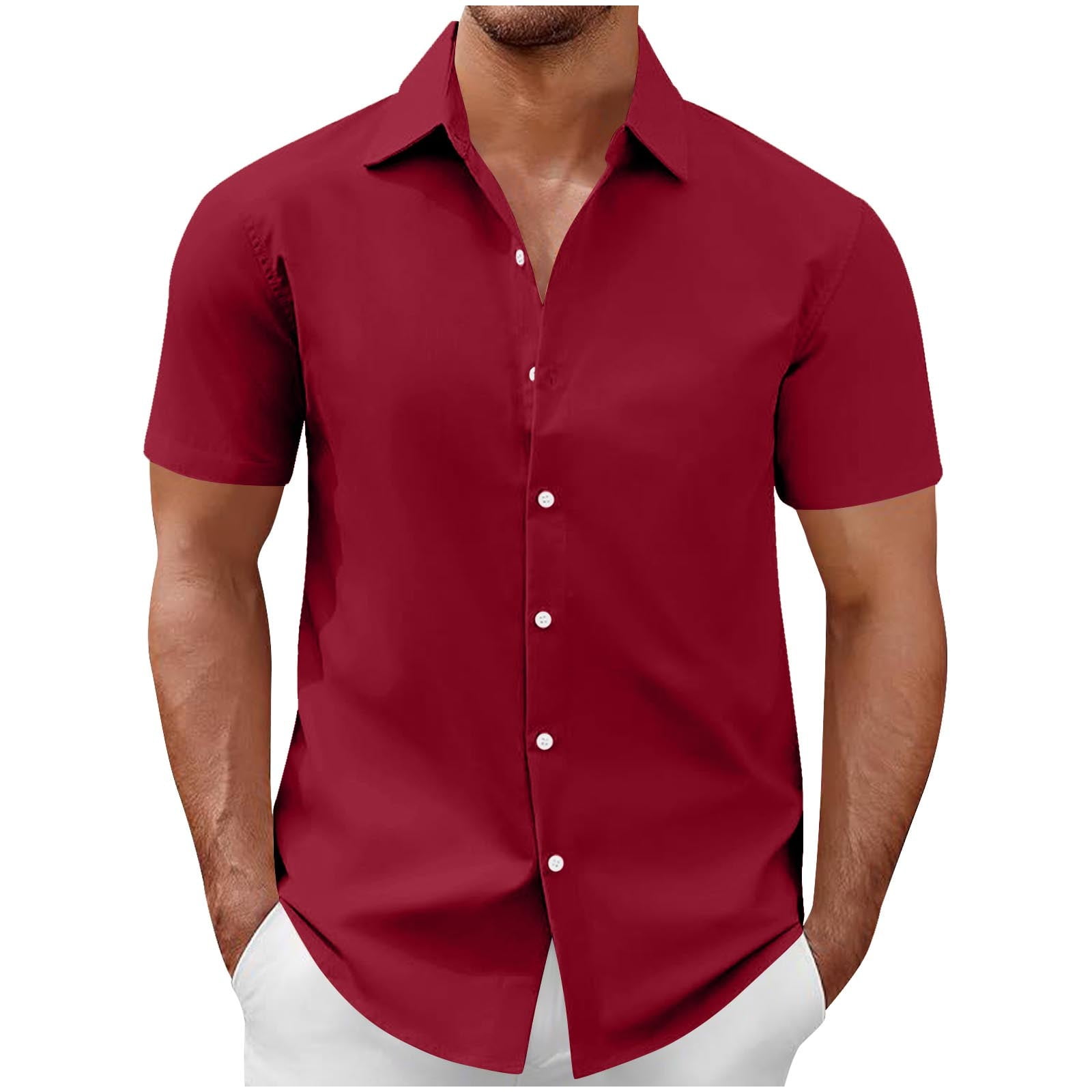 Annhoo Mens Summer Tops V Neck Button down Short Sleeve T-Shirts Casual ...