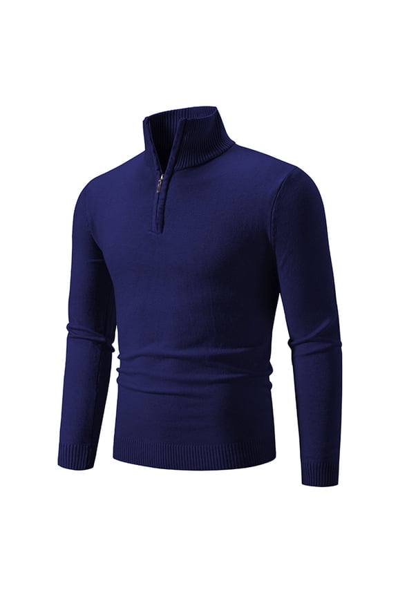 Mens Work Sweaters Long Sleeve Quarter Zipper Stand Collar Knit Pullover Casual Breathable Thermal Business Workout Tops