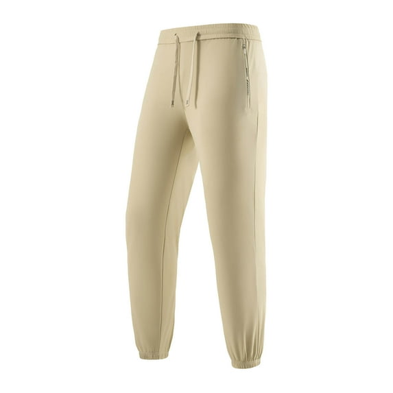 Annhoo Mens Workout Pants Comfy Casual Drawstring Solid Color Pant Elastic Waist Pocket Trendy Sports Hiking Outdoor Trouser