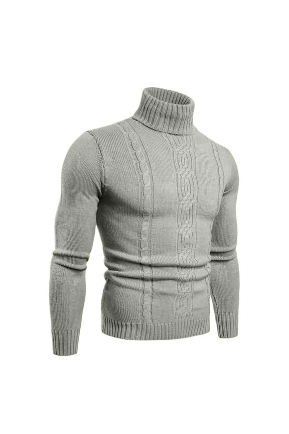 Mens Workout Sweaters High Neck Long Sleeve Knit Basic Pullover Solid Color Thermal Casual Running Gym Fall Winter Blouse