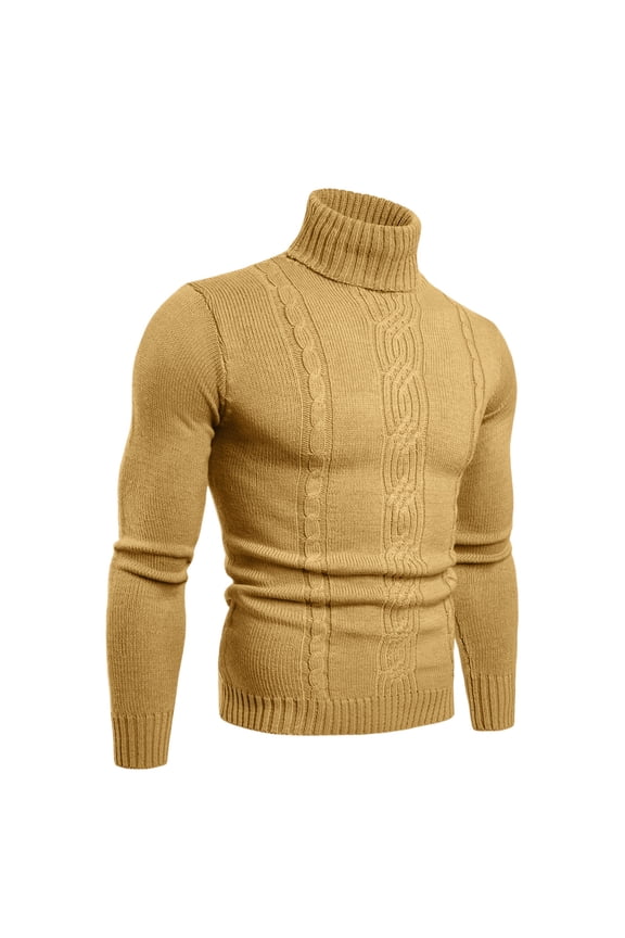 Mens Workout Sweaters High Neck Long Sleeve Knit Basic Pullover Solid Color Thermal Casual Running Gym Fall Winter Blouse