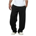 thumbnail image 1 of Annhoo Mens trendy sweatpants wide leg Casual elastic waist Solid Color Drawstring trousers Loose Comfy Pockets Pants, 1 of 4