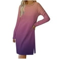 thumbnail image 1 of Annhoo Mini Dresses for Women Fall Casual Long Sleeve Round Neck Silt Dress Fashion Gradient Colour Dress, 1 of 7