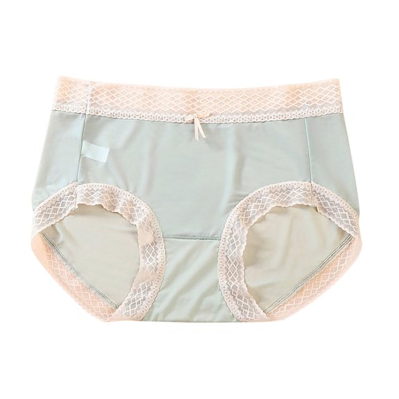 Annhoo No Show Underwear for Women Casual Mid Waisted Lace Trim Seamless Panties Comfort Bowknot Front Briefs