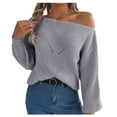 thumbnail image 1 of Annhoo Off the Shoulder Tops for Women Long Sleeve Knitted Sweater Fall Casual Hollow out Pullover Shirts, 1 of 8