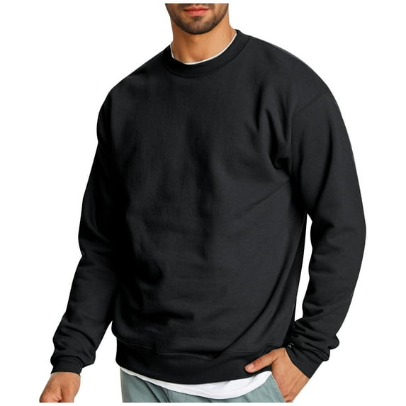 Annhoo Oversized Men's Sweatshirts Casual Comfy Fall Winter Pullover Solid Color Long Sleeve Loose Crew Neck Basic Tops