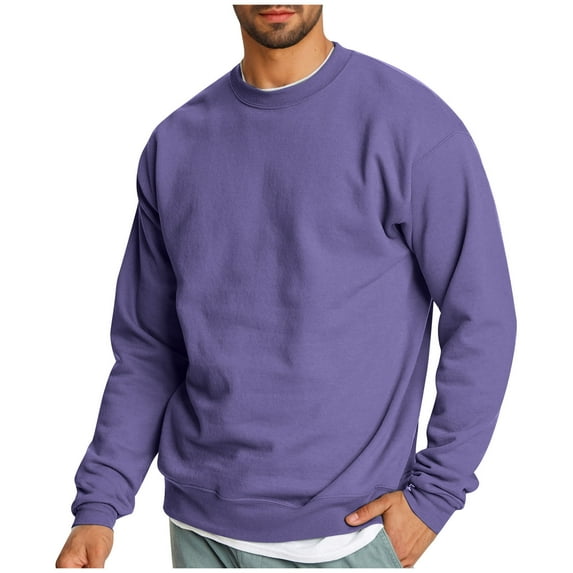 Annhoo Oversized Men's Sweatshirts Casual Comfy Fall Winter Pullover Solid Color Long Sleeve Loose Crew Neck Basic Tops