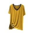 thumbnail image 1 of Annhoo Oversized Pajama Shirts for Women Breathable Plain V Neck Lacework Decor Short Sleeve Tops Loungewear Clothes, 1 of 9