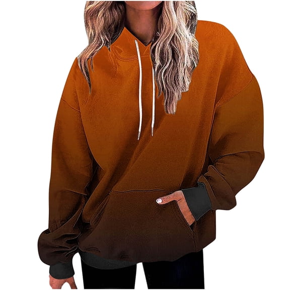 Annhoo Oversized Sweatshirt for Women Fall Plus Size Long Sleeve Gradient Color Hoodies Baggy Clothes for Ladies