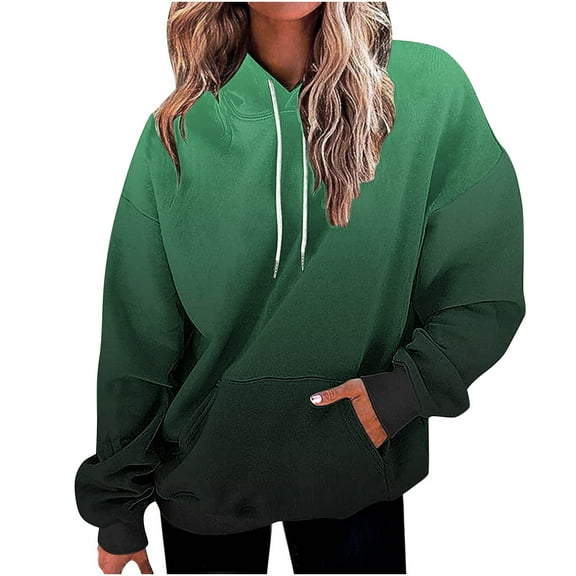 Annhoo Oversized Sweatshirt for Women Fall Plus Size Long Sleeve Gradient Color Hoodies Baggy Clothes for Ladies