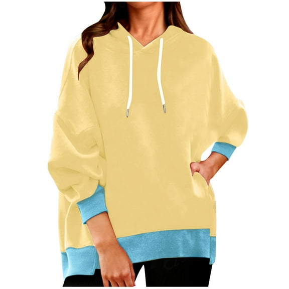 Annhoo Oversized Sweatshirt for Women Trendy Color Block Long Sleeve Hooded Tops Fall Outfits with Pocket