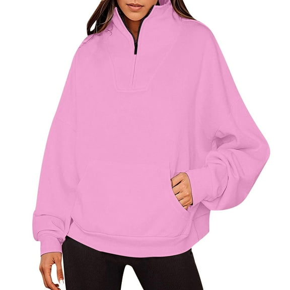 Annhoo Oversized Sweatshirts for Women Baggy Long Sleeve Quarter Zip Pullover Shirts Fall Casual Outfits with Pocket