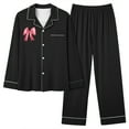 thumbnail image 1 of Annhoo Pajama Sets for Women 2 Piece Lapel Long Sleeve Bowknot Button down Shirts Pj Trousers Outfits Loungewear, 1 of 4