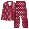 thumbnail image 1 of Annhoo Pajama Sets for Women Polka Dots Lounge Outfits Long Sleeve Lapel Button down Shirts 2 Piece Nightwear, 1 of 4