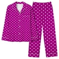 thumbnail image 1 of Annhoo Pajama Sets for Women Polka Dots Lounge Outfits Long Sleeve Lapel Button down Shirts 2 Piece Nightwear, 1 of 4