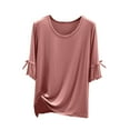 thumbnail image 1 of Annhoo Pajama Tops for Women Loose Ruffled Solid Color Crewneck Cute Short Sleeve Shirts Comfortable Clothes, 1 of 9