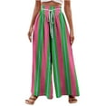thumbnail image 1 of Annhoo Palazzo Pants for Women Casual Stripe Prited High Waist Pants with Drawstring Loose Comfy Wide Leg Trousers, 1 of 5