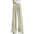 thumbnail image 1 of Annhoo Pants for Women Summer High Waist Breathable Long Wide Leg Flowy Trouser with Pocket Spring Clothes, 1 of 6