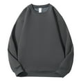 thumbnail image 1 of Annhoo Plus Size Cotton Tops for Men Solid Color Long Sleeve Casual Crew Neck Pullover Comfy Loose Streetwear Sweatshirt, 1 of 6