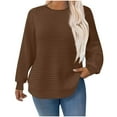 thumbnail image 1 of Annhoo Plus Size Knit Sweatshirts for Women Long Sleeve Casual Crew Neck Dressy Tunic Pullover Trendy Fall Winter Tops Outfits, 1 of 5