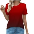 thumbnail image 1 of Annhoo Plus Size Summer Tops for Women Short Sleeve Crewneck Dressy Shirts Trendy Pleated Gradient Color Blouses, 1 of 5