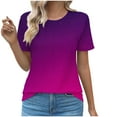thumbnail image 1 of Annhoo Plus Size Summer Tops for Women Short Sleeve Crewneck Dressy Shirts Trendy Pleated Gradient Color Blouses, 1 of 5