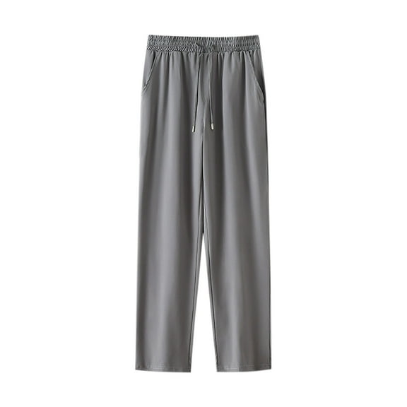 Annhoo Plus Size Sweatpants for Men Straight Leg Loose Elastic Waist Pants with Pockets Drawstring Casual Daily Trousers