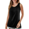 thumbnail image 1 of Annhoo Womens Loose Tank Tops Spring Summer Pleated Round Neck Solid Color Sleeveless Blouse Plus Size Clothes, 1 of 4